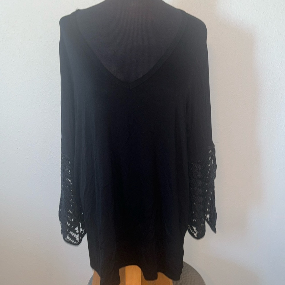 Cyrus Black Tunic with Lace Sleeves